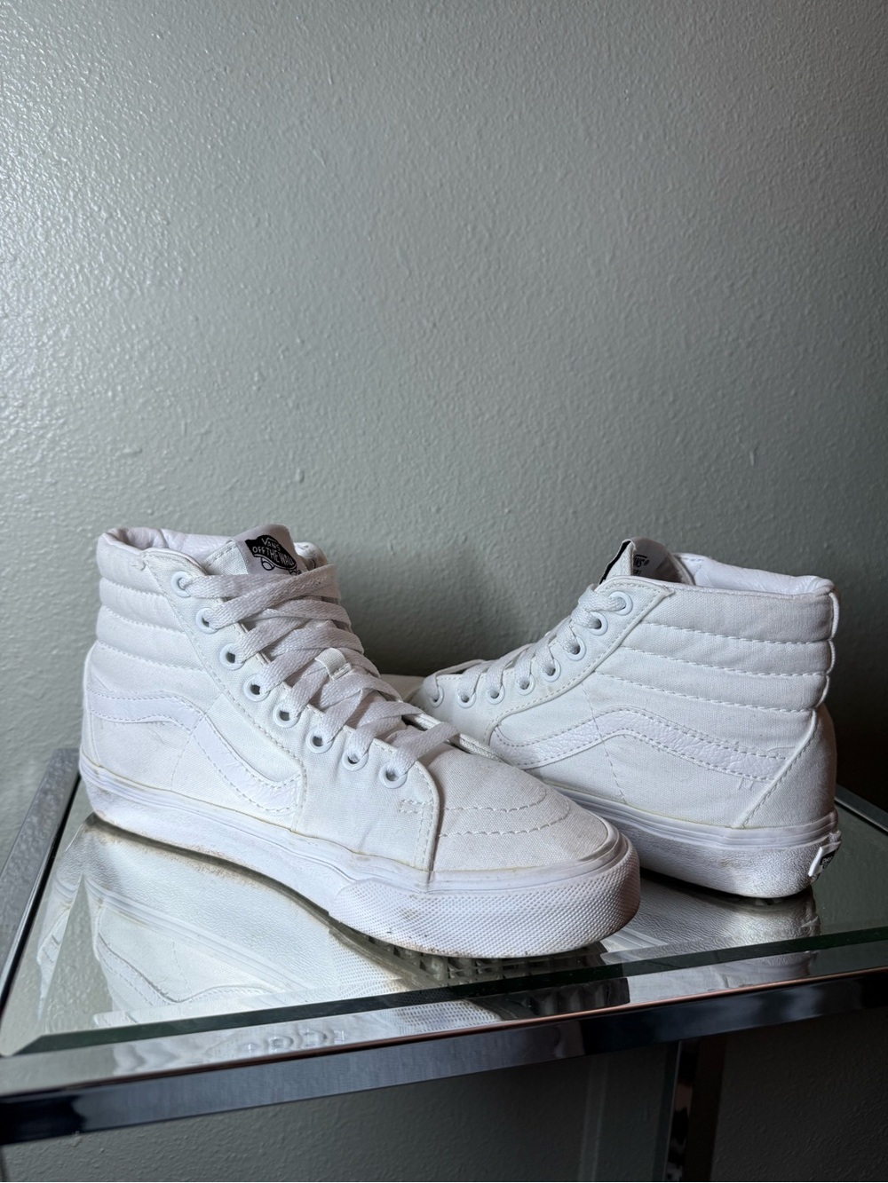Vans Sk8-Hi True White Canvas High Top Sneakers Women’s 7 Men’s 5.5